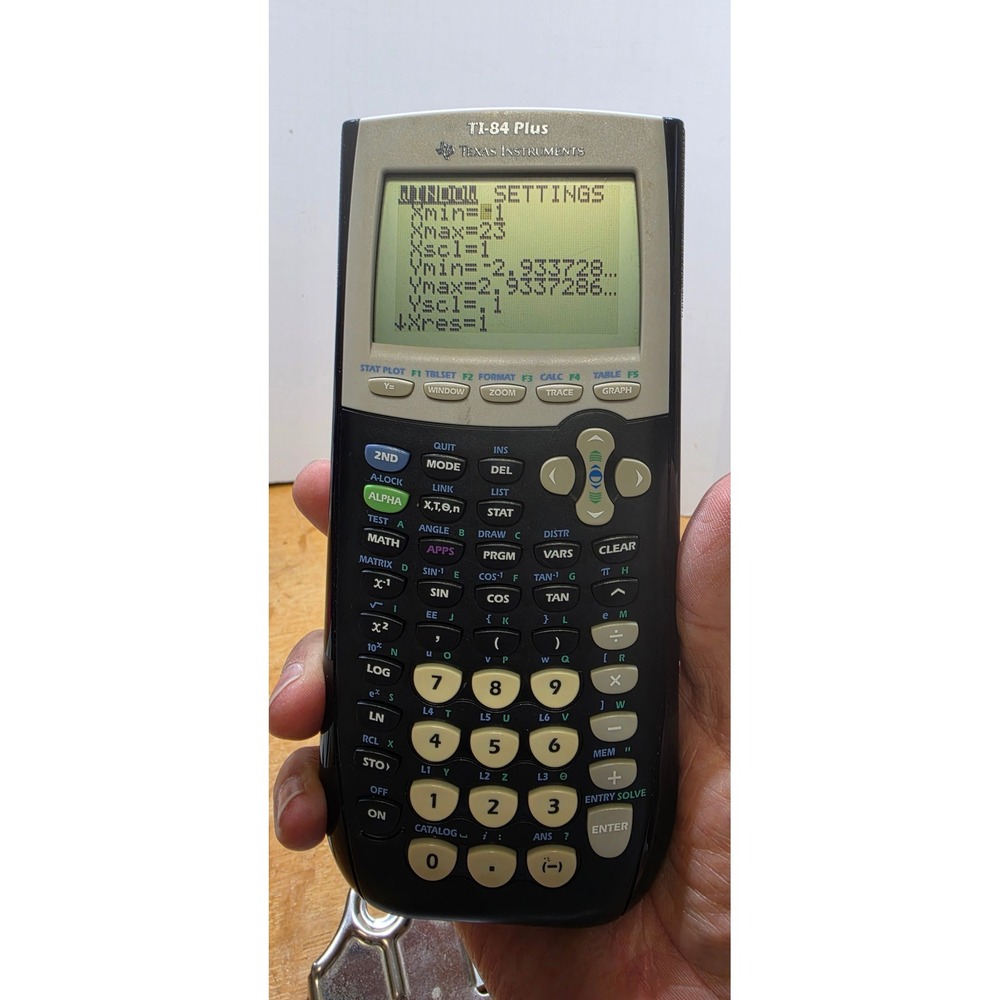 Texas Instruments TI-84 Plus Graphing Calculator Black Silver w/Cover works
